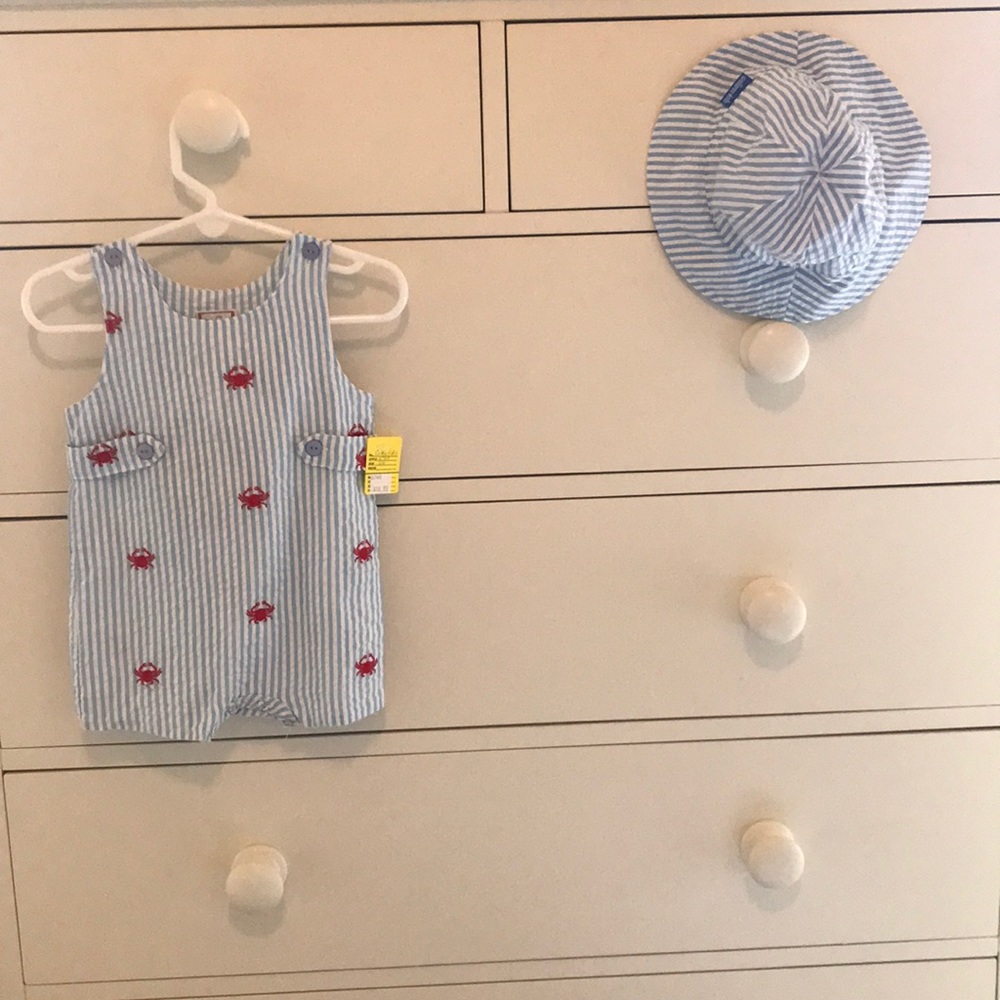 “Cotton Kids” Seer Sucker Romper 6 mos NWT